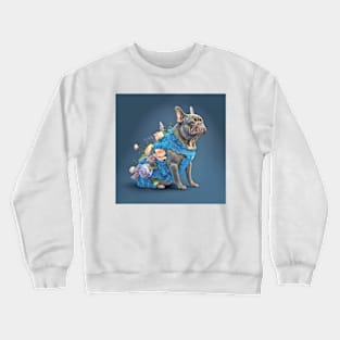 French Bulldog in Blue Dress Crewneck Sweatshirt